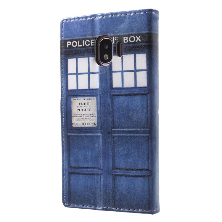 Patterned Leather Wallet Stand Mobile Cover for Samsung Galaxy J2 Pro 2018 - Police Public Call Box-2