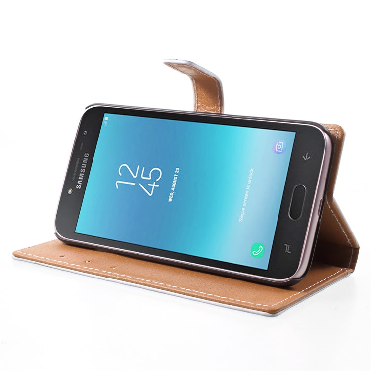 Patterned Leather Wallet Stand Mobile Cover for Samsung Galaxy J2 Pro 2018 - Police Public Call Box-4