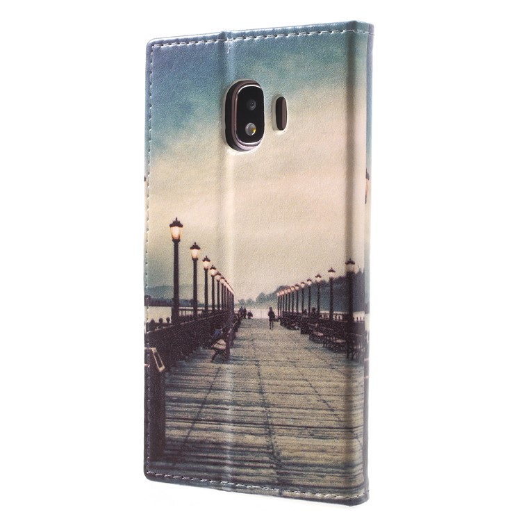 Patterned Leather Wallet Stand Mobile Casing for Samsung Galaxy J2 Pro 2018 - Dock at Sunset-2