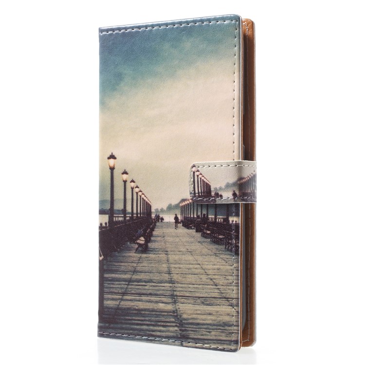 Patterned Leather Wallet Stand Mobile Casing for Samsung Galaxy J2 Pro 2018 - Dock at Sunset-3