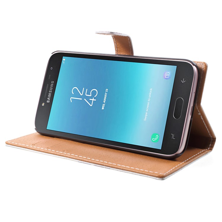 Patterned Leather Wallet Stand Mobile Casing for Samsung Galaxy J2 Pro 2018 - Dock at Sunset-4