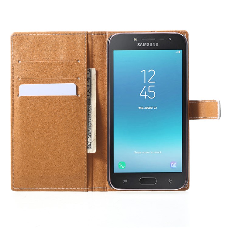 Patterned Leather Wallet Stand Mobile Casing for Samsung Galaxy J2 Pro 2018 - Dock at Sunset-6