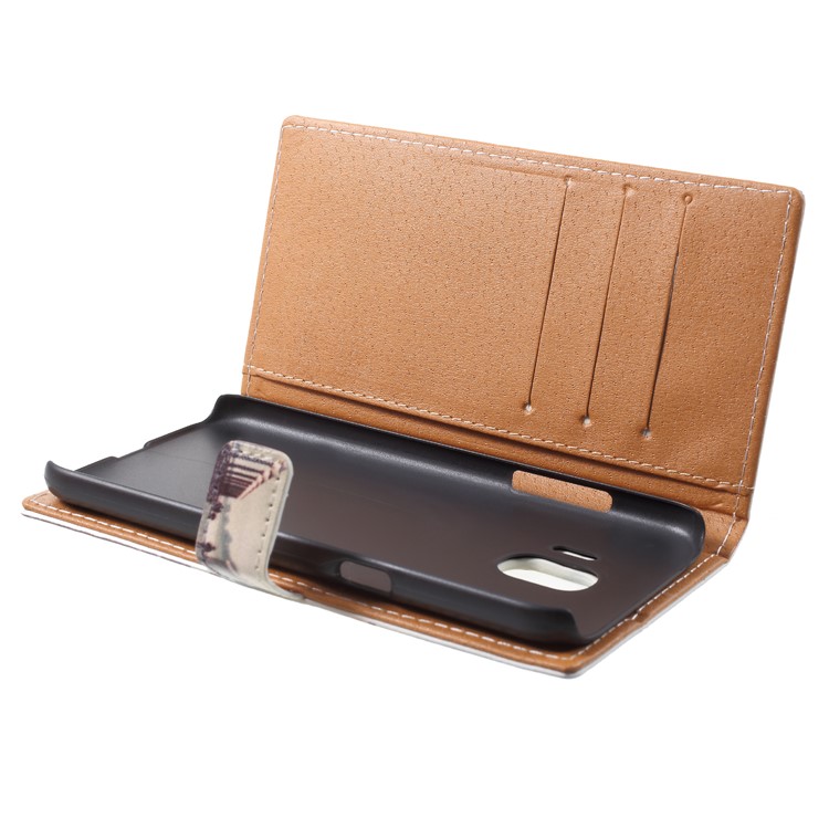Patterned Leather Wallet Stand Mobile Casing for Samsung Galaxy J2 Pro 2018 - Dock at Sunset-7