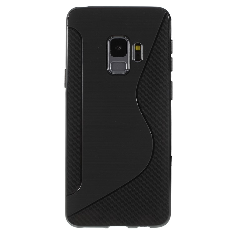 100Pcs/Set S Shape Carbon Fiber Brushed TPU Case for Samsung Galaxy S9 G960 - Black-3