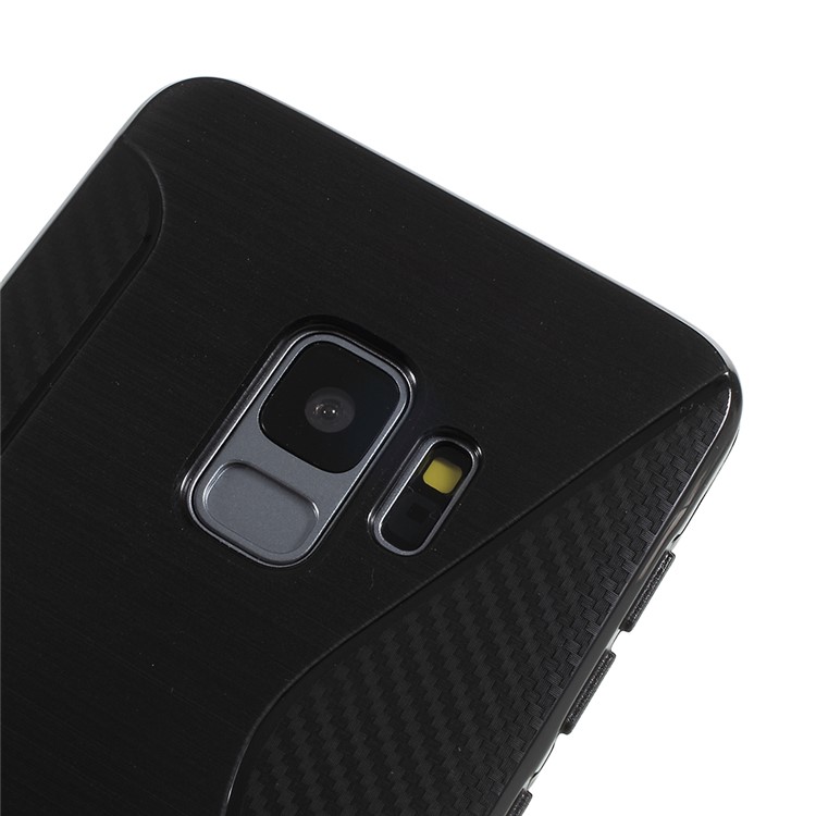 100Pcs/Set S Shape Carbon Fiber Brushed TPU Case for Samsung Galaxy S9 G960 - Black-4