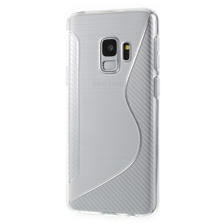 100Pcs/Set S Shape Carbon Fiber Brushed TPU Cover for Samsung Galaxy S9 G960 - White-2