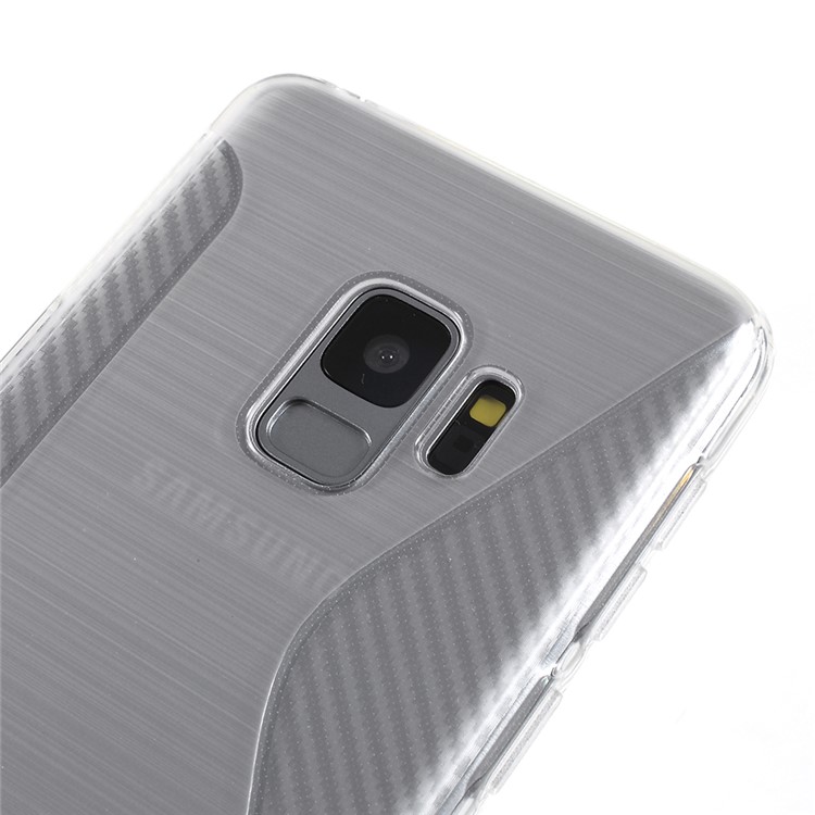 100Pcs/Set S Shape Carbon Fiber Brushed TPU Cover for Samsung Galaxy S9 G960 - White-4