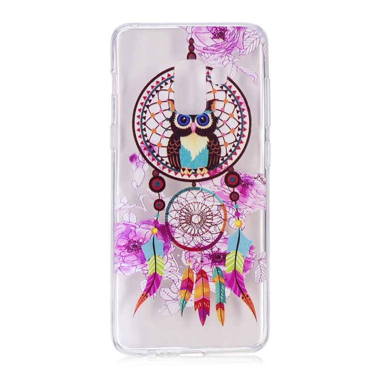 Embossment Patterned TPU Soft Back Case for Samsung Galaxy A8 (2018) - Owl on Dream Catcher-2
