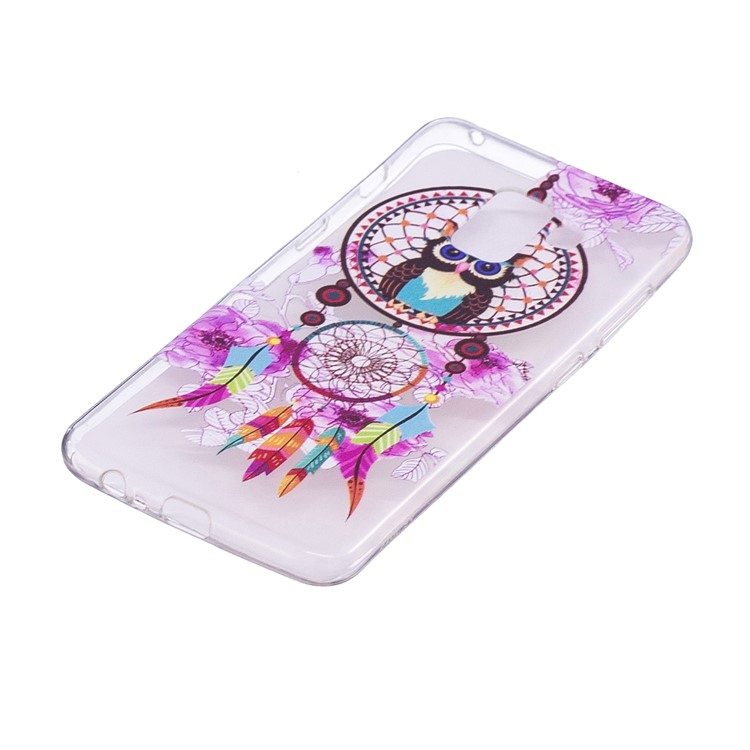 Embossment Patterned TPU Soft Back Case for Samsung Galaxy A8 (2018) - Owl on Dream Catcher-3