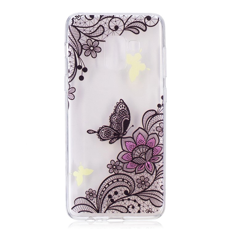 Embossment Patterned TPU Soft Back Cover for Samsung Galaxy A8 (2018) - Flower and Butterfly-2