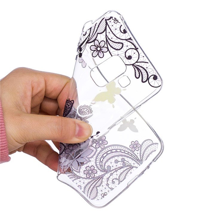 Embossment Patterned TPU Soft Back Cover for Samsung Galaxy A8 (2018) - Flower and Butterfly-5