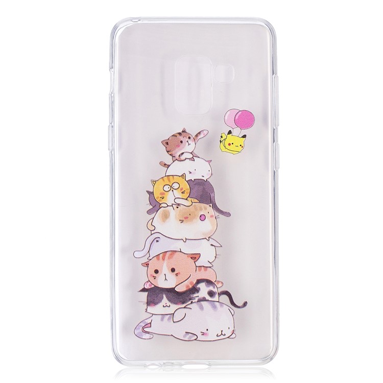 Embossment Patterned TPU Soft Back Shell for Samsung Galaxy A8 (2018) - Cats-2