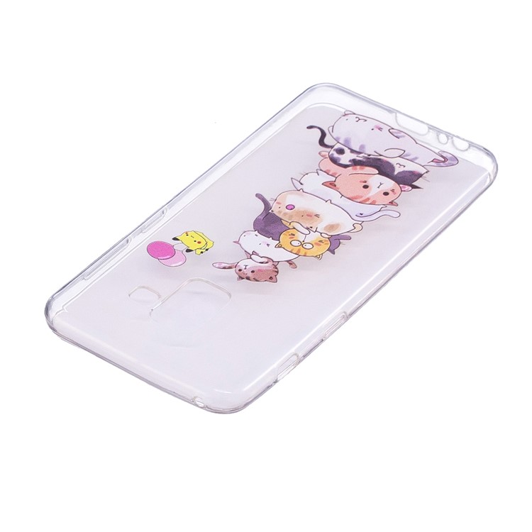 Embossment Patterned TPU Soft Back Shell for Samsung Galaxy A8 (2018) - Cats-4