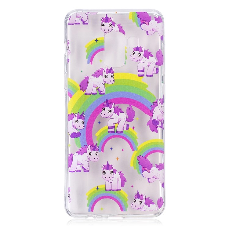 Embossment Patterned TPU Soft Back Casing for Samsung Galaxy A8 (2018) - Unicorns and Rainbow-2