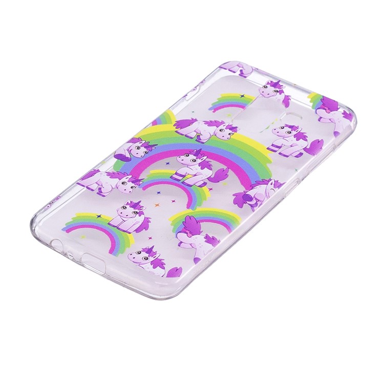 Embossment Patterned TPU Soft Back Casing for Samsung Galaxy A8 (2018) - Unicorns and Rainbow-3