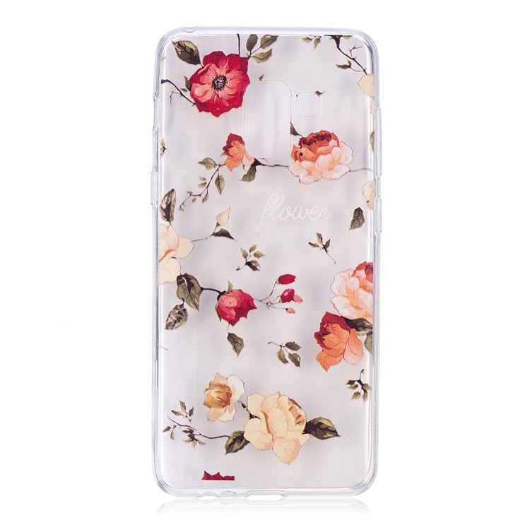 Embossment Patterned TPU Soft Back Mobile Phone Case for Samsung Galaxy A8 (2018) - Flowers-2