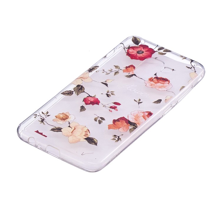 Embossment Patterned TPU Soft Back Mobile Phone Case for Samsung Galaxy A8 (2018) - Flowers-3