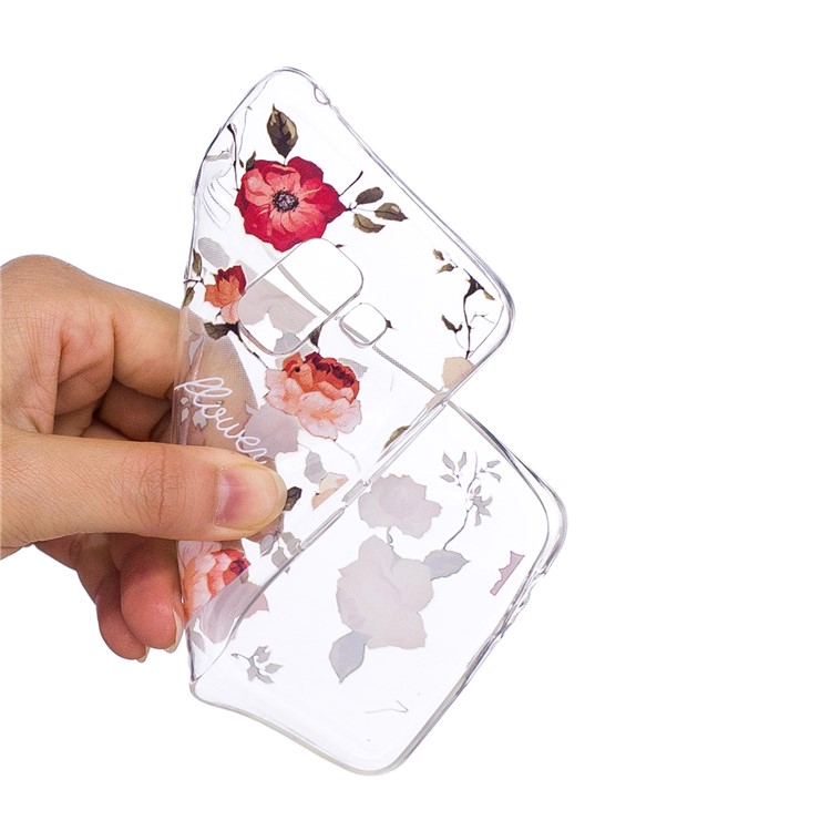 Embossment Patterned TPU Soft Back Mobile Phone Case for Samsung Galaxy A8 (2018) - Flowers-5