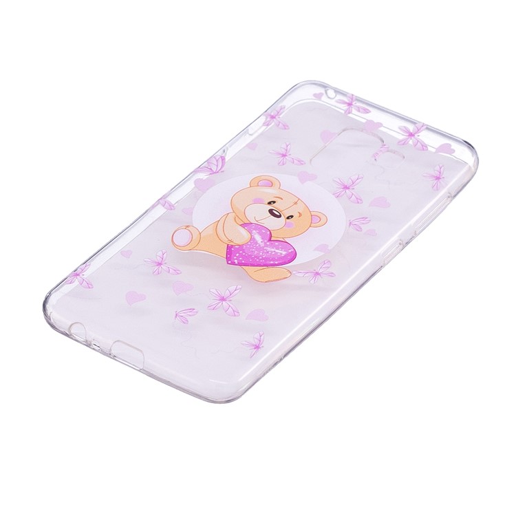 Embossment Patterned TPU Soft Back Cell Phone Case for Samsung Galaxy A8 (2018) - Bear and Heart-3