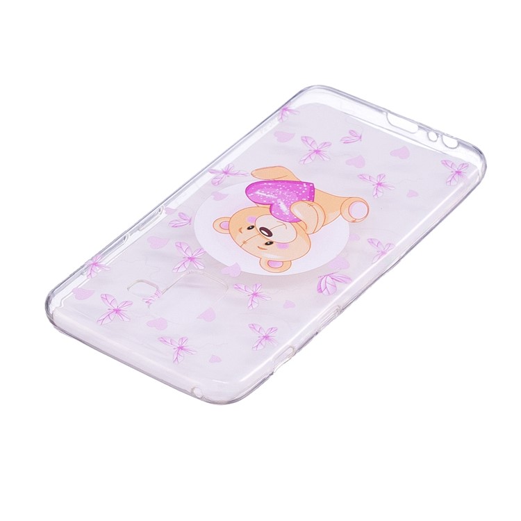 Embossment Patterned TPU Soft Back Cell Phone Case for Samsung Galaxy A8 (2018) - Bear and Heart-4