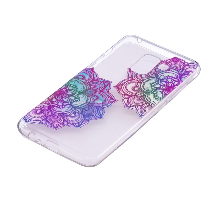 Embossment Patterned TPU Soft Back Mobile Phone Casing for Samsung Galaxy A8 (2018) - Lotus-3