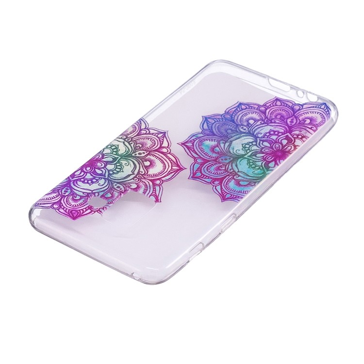 Embossment Patterned TPU Soft Back Mobile Phone Casing for Samsung Galaxy A8 (2018) - Lotus-4