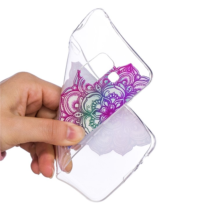 Embossment Patterned TPU Soft Back Mobile Phone Casing for Samsung Galaxy A8 (2018) - Lotus-5