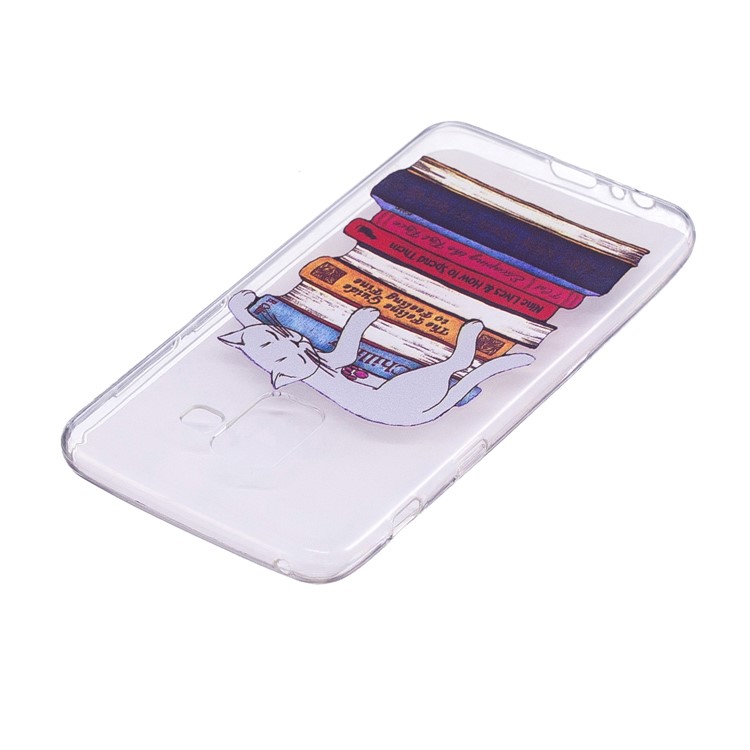 Embossment Patterned TPU Soft Back Cell Phone Casing for Samsung Galaxy A8 (2018) - Cat on Books-4