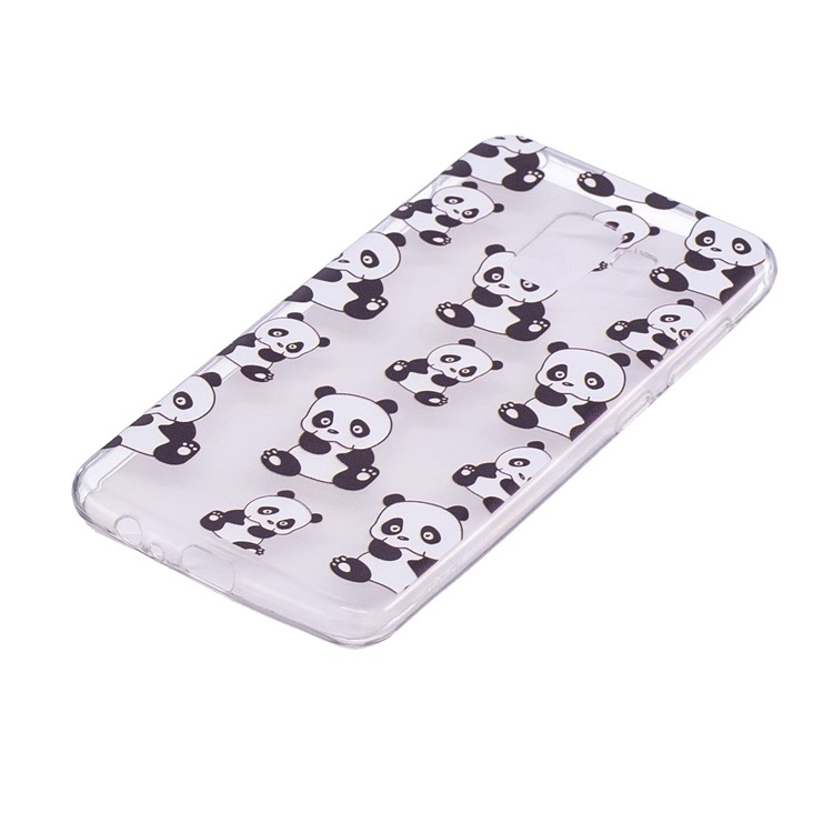 Embossment Patterned TPU Soft Protective Case for Samsung Galaxy A8 (2018) - Pandas-3