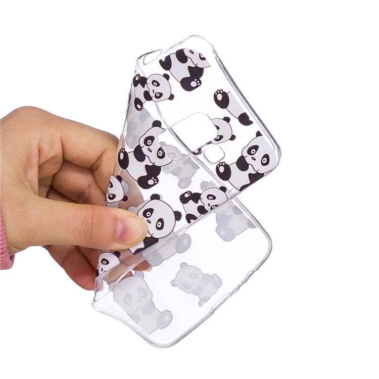 Embossment Patterned TPU Soft Protective Case for Samsung Galaxy A8 (2018) - Pandas-5
