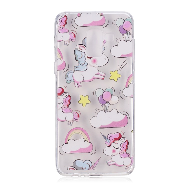 Embossment Patterned TPU Soft Back Case for Samsung Galaxy A8 (2018) - Shy Unicorns-2