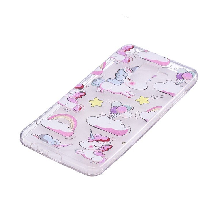 Embossment Patterned TPU Soft Back Case for Samsung Galaxy A8 (2018) - Shy Unicorns-3