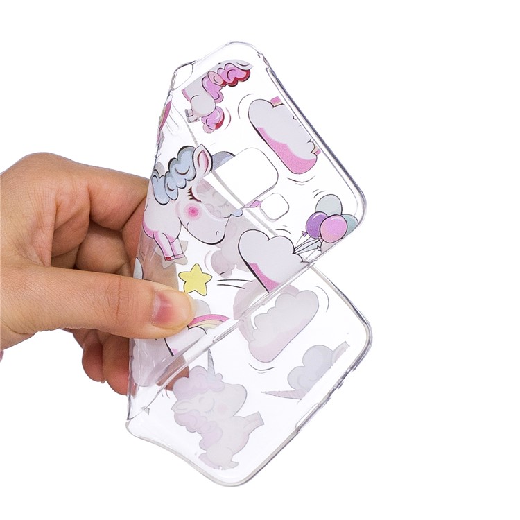 Embossment Patterned TPU Soft Back Case for Samsung Galaxy A8 (2018) - Shy Unicorns-5