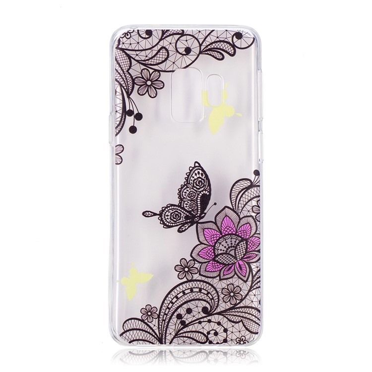 Embossment Patterned TPU Soft Back Cover for Samsung Galaxy S9 SM-G960 - Flower and Butterfly-2