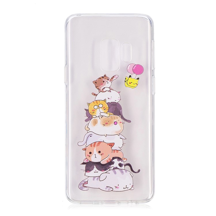 Embossment Patterned TPU Soft Back Shell for Samsung Galaxy S9 SM-G960 - Cats-2
