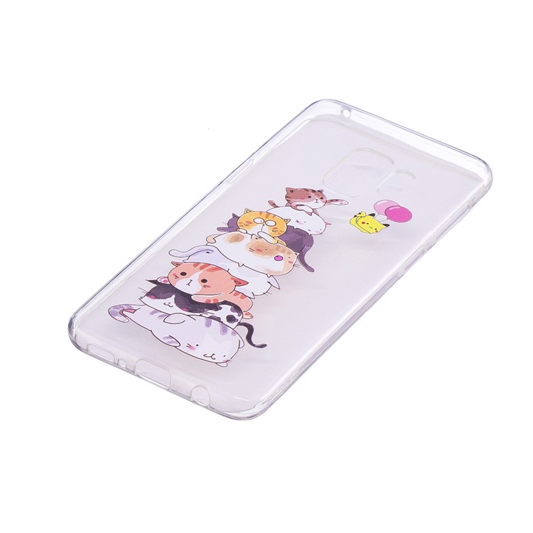 Embossment Patterned TPU Soft Back Shell for Samsung Galaxy S9 SM-G960 - Cats-3