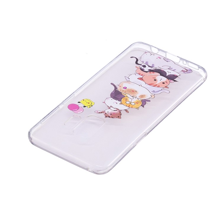 Embossment Patterned TPU Soft Back Shell for Samsung Galaxy S9 SM-G960 - Cats-4