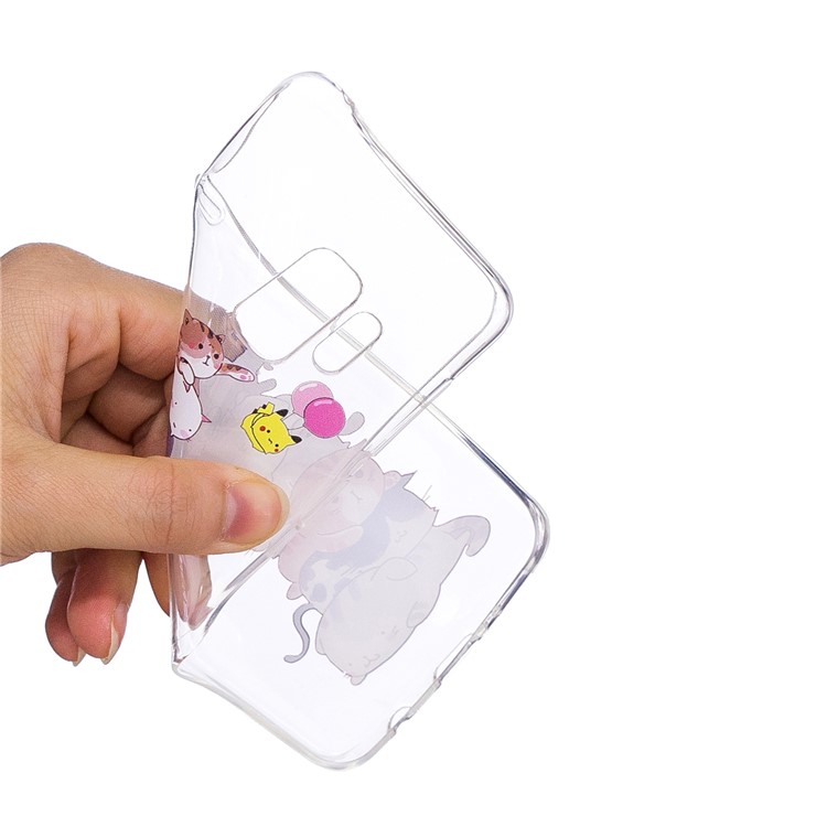 Embossment Patterned TPU Soft Back Shell for Samsung Galaxy S9 SM-G960 - Cats-5