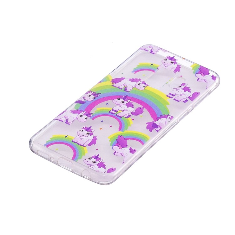 Embossment Patterned TPU Soft Back Casing for Samsung Galaxy S9 SM-G960 - Unicorns and Rainbow-3