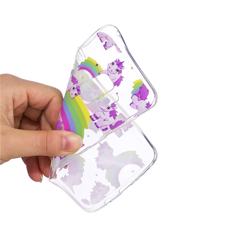 Embossment Patterned TPU Soft Back Casing for Samsung Galaxy S9 SM-G960 - Unicorns and Rainbow-5