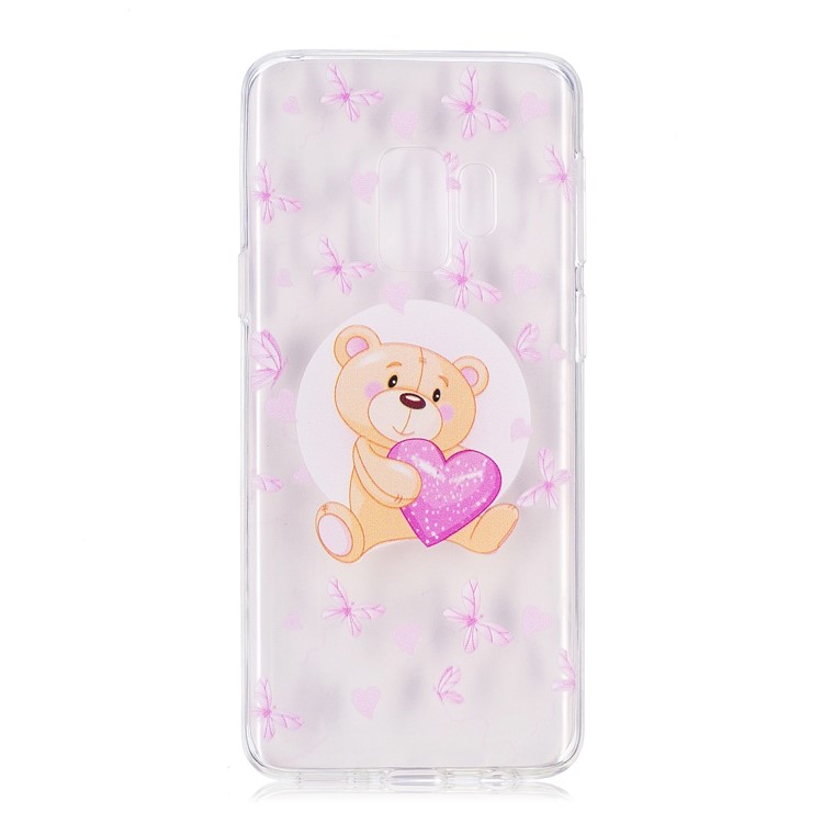 Embossment Patterned TPU Soft Cover for Samsung Galaxy S9 SM-G960 - Bear and Heart-2