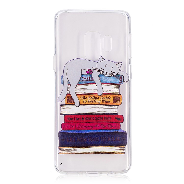 Embossment Patterned TPU Soft Shell for Samsung Galaxy S9 SM-G960 - Cat on Books-2
