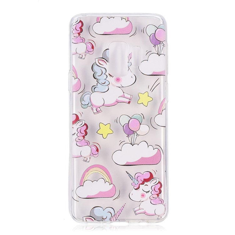 Embossment Patterned TPU Soft Mobile Phone Cover for Samsung Galaxy S9 SM-G960 - Shy Unicorns-2