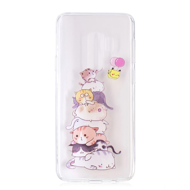 Embossment Patterned Soft TPU Casing Cover for Samsung Galaxy S9 Plus SM-G965 - Cats-2