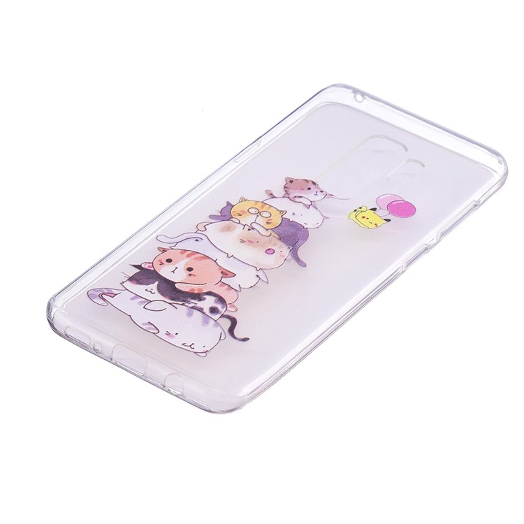 Embossment Patterned Soft TPU Casing Cover for Samsung Galaxy S9 Plus SM-G965 - Cats-3