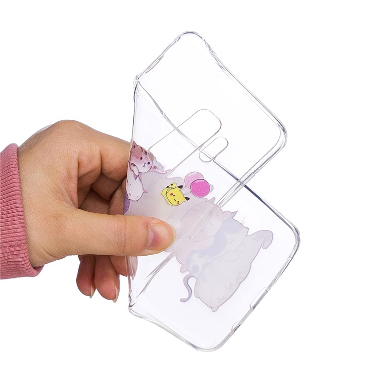 Embossment Patterned Soft TPU Casing Cover for Samsung Galaxy S9 Plus SM-G965 - Cats-5