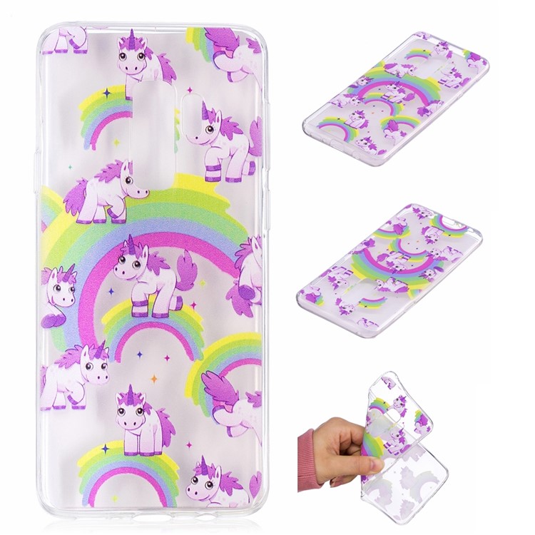 Embossment Patterned Soft TPU Shell Cover for Samsung Galaxy S9 Plus SM-G965 - Unicorns and Rainbow-1
