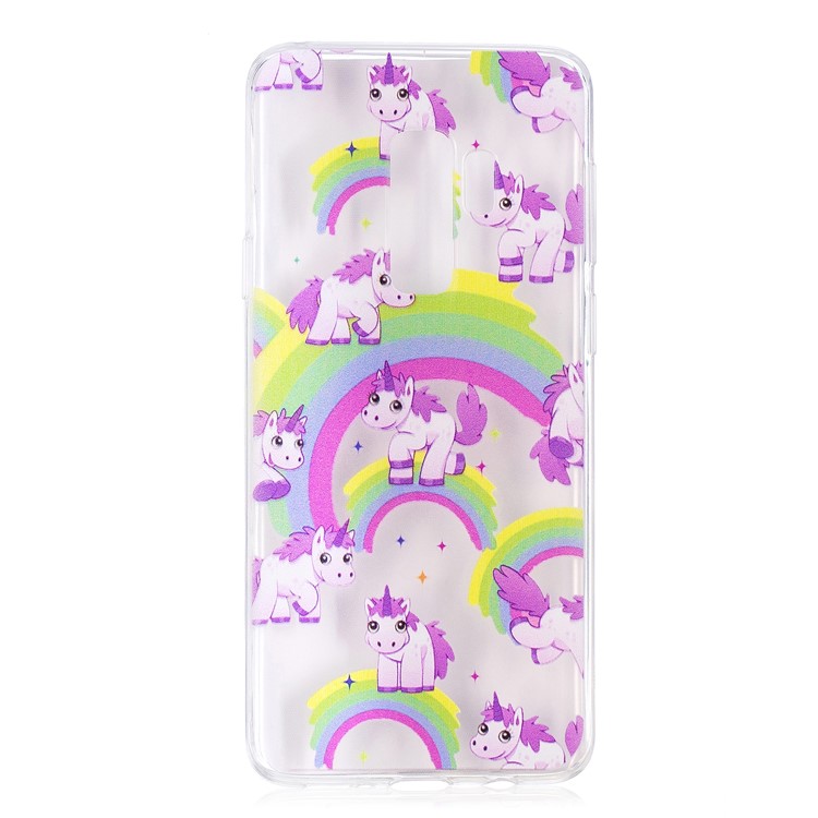 Embossment Patterned Soft TPU Shell Cover for Samsung Galaxy S9 Plus SM-G965 - Unicorns and Rainbow-2