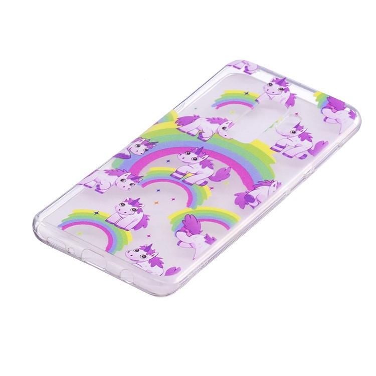 Embossment Patterned Soft TPU Shell Cover for Samsung Galaxy S9 Plus SM-G965 - Unicorns and Rainbow-3