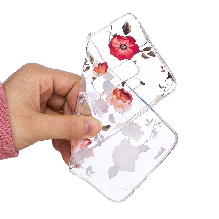 Embossment Patterned Soft TPU Cell Phone Cover for Samsung Galaxy S9 Plus SM-G965 - Flowers-5